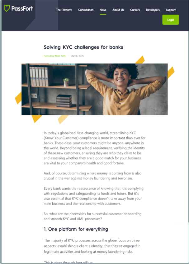 Fintech copywriting case study 1 - PassFort